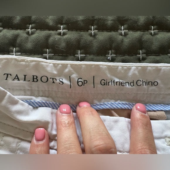 Talbots Nautical Embroidered White Patterned Girlfriend Chinos, Size 6P - Picture 10 of 10